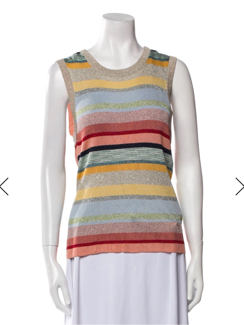 Missoni Sleeveless Multi-Stripe Metallic stretch Knit Top